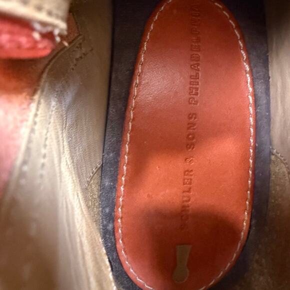 Anthropologie Schuler & Sons Cider Press Red Leather Wood Clog Booties, Size 6 - Picture 7 of 9